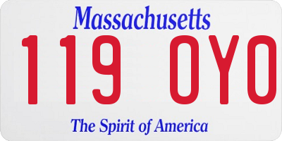 MA license plate 119OY0