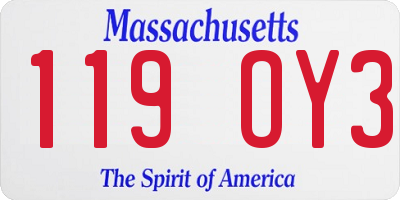 MA license plate 119OY3