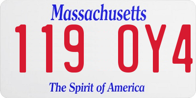 MA license plate 119OY4