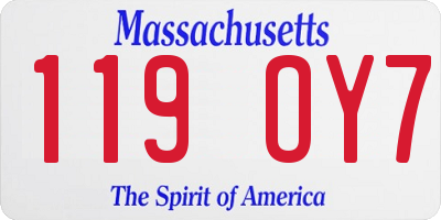 MA license plate 119OY7