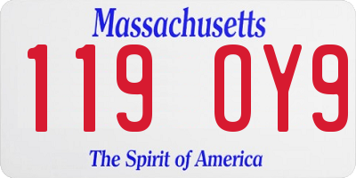 MA license plate 119OY9
