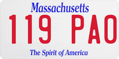 MA license plate 119PA0
