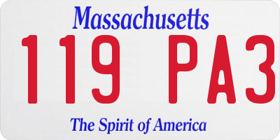 MA license plate 119PA3