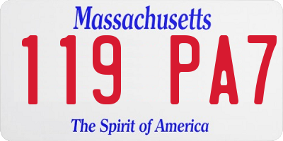 MA license plate 119PA7