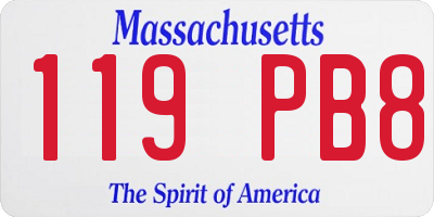MA license plate 119PB8
