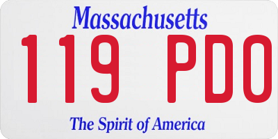 MA license plate 119PD0