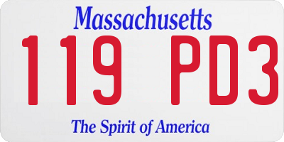 MA license plate 119PD3