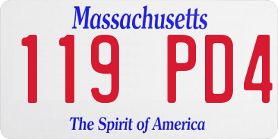 MA license plate 119PD4