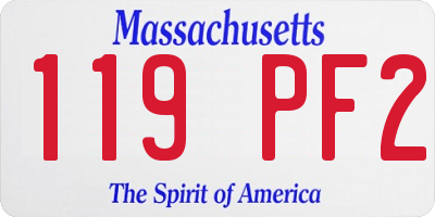 MA license plate 119PF2