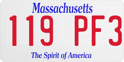 MA license plate 119PF3