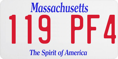 MA license plate 119PF4