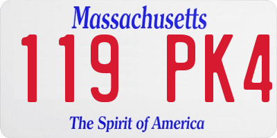 MA license plate 119PK4