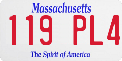 MA license plate 119PL4