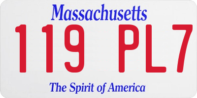 MA license plate 119PL7
