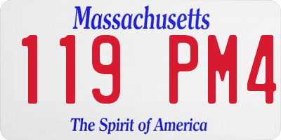 MA license plate 119PM4