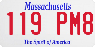MA license plate 119PM8