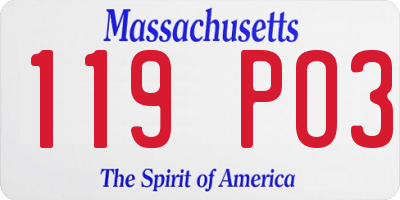 MA license plate 119PO3