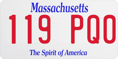 MA license plate 119PQ0