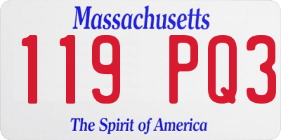 MA license plate 119PQ3