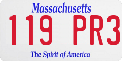 MA license plate 119PR3