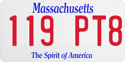 MA license plate 119PT8
