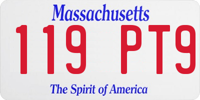 MA license plate 119PT9