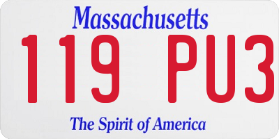 MA license plate 119PU3