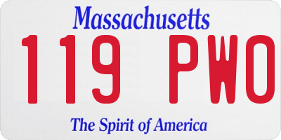 MA license plate 119PW0