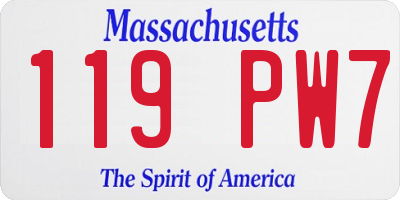 MA license plate 119PW7