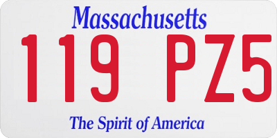 MA license plate 119PZ5