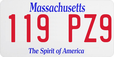 MA license plate 119PZ9