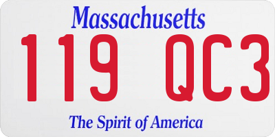 MA license plate 119QC3