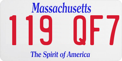 MA license plate 119QF7
