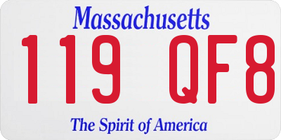 MA license plate 119QF8