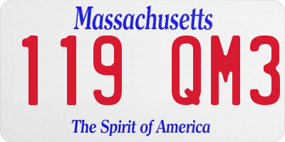 MA license plate 119QM3