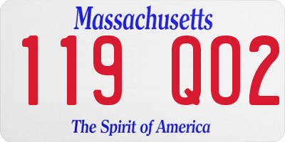 MA license plate 119QO2