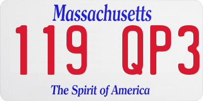 MA license plate 119QP3