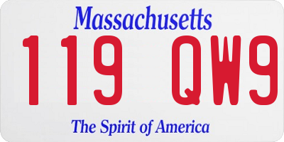 MA license plate 119QW9