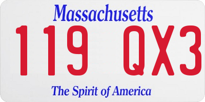 MA license plate 119QX3