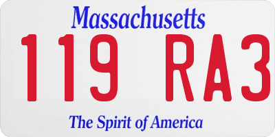 MA license plate 119RA3