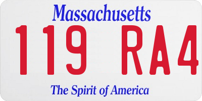 MA license plate 119RA4