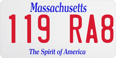 MA license plate 119RA8