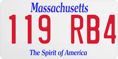 MA license plate 119RB4