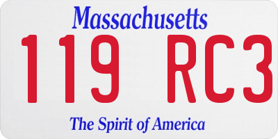 MA license plate 119RC3