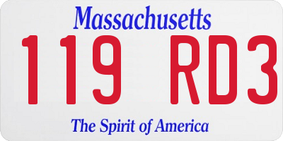 MA license plate 119RD3