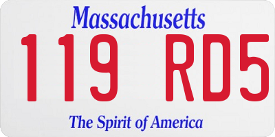 MA license plate 119RD5