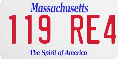 MA license plate 119RE4