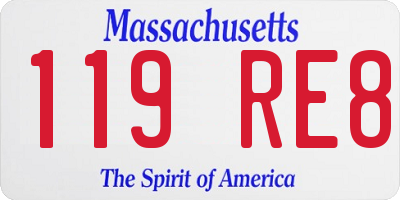 MA license plate 119RE8
