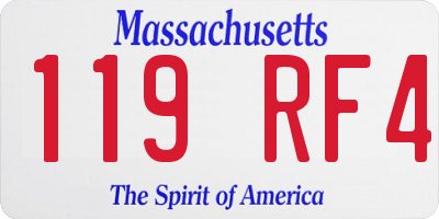 MA license plate 119RF4