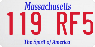MA license plate 119RF5